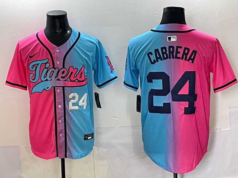 Men 2025 Detroit Tigers #24 Cabrera Blue pink Game Nike MLB Jersey style 04->detroit tigers->MLB Jersey
